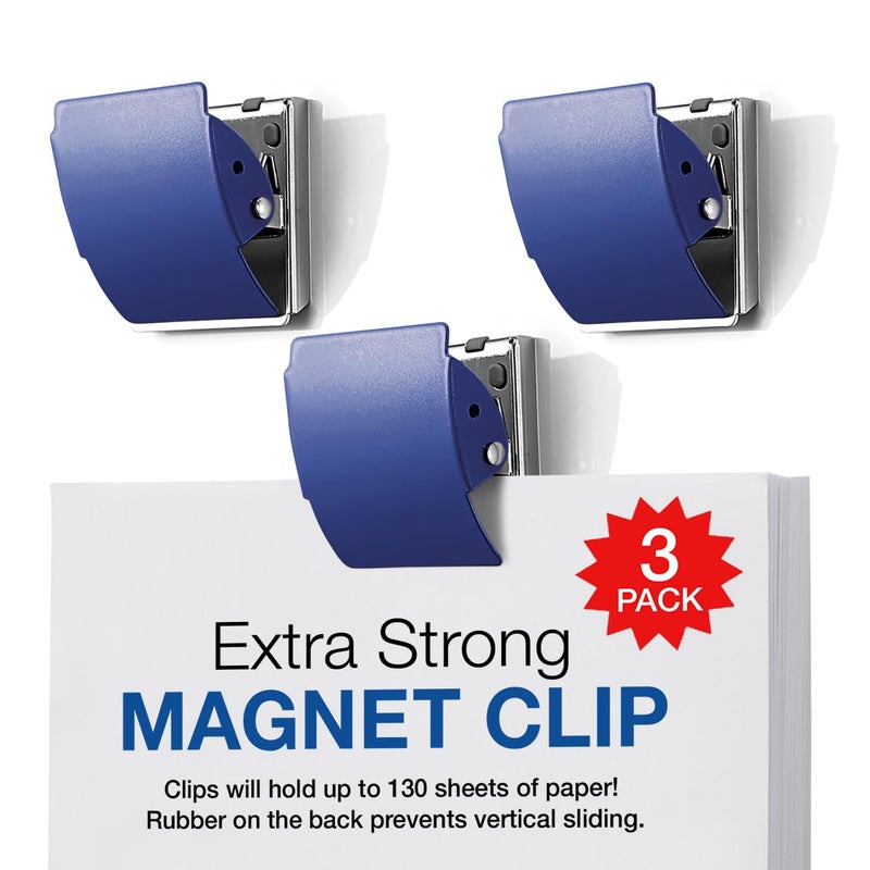Plus Extra Strong Magnetic Clips for Refrigerator and More, Large Blue, 3-Pack - Image 1
